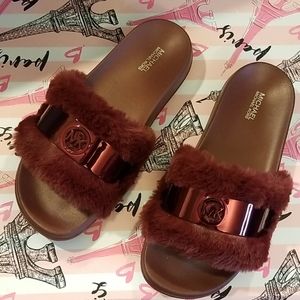 Michael Kors- Jett Faux Fur Slide Sandal Size 8